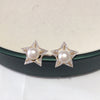 Wholesale Women's Natural Freshwater Pearl Earrings With Alloy Inlaid Gemstones And Fivepointed Star Design