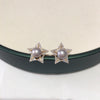 Wholesale Women's Natural Freshwater Pearl Earrings With Alloy Inlaid Gemstones And Fivepointed Star Design