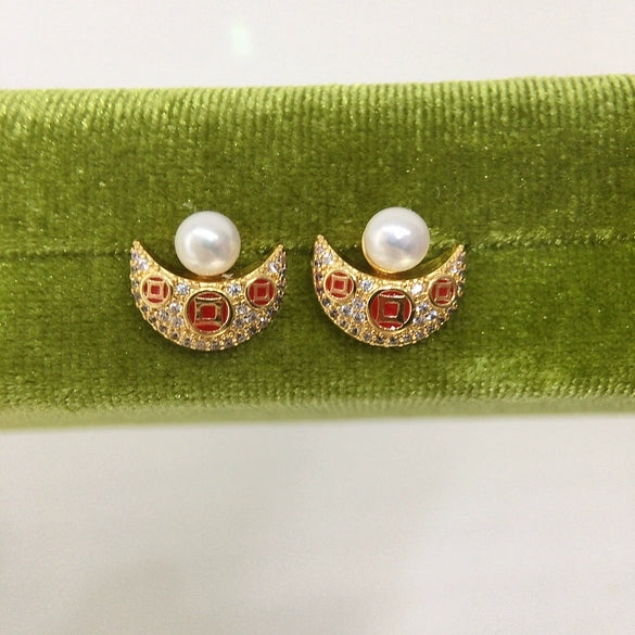 Wholesale Women's Natural Freshwater Pearl Earrings With S925 Sterling Silver Needle And Oblate Shape