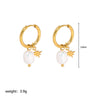 Wholesale Women's Natural Freshwater Pearl Earrings With Star Pendant In Stainless Steel And Pvdp Furnace Real Gold Treatment