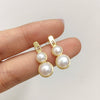 Wholesale Women's Natural Freshwater Pearl Exquisite Multibead Gourd And Oblate Shape Earrings