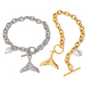 Wholesale Women's Natural Freshwater Pearl Fishtail Bracelet In Stainless Steel With Geometric Pattern French Retro Style