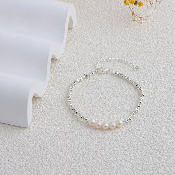 Wholesale Women's Natural Freshwater Pearl Geometric Irregular Inlaid Necklace