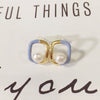 Wholesale Women's Natural Freshwater Pearl Geometric Square Oil Drop Earrings 18K Goldfilled Light Luxury Highend Style