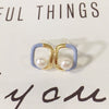 Wholesale Women's Natural Freshwater Pearl Geometric Square Oil Drop Earrings 18K Goldfilled Light Luxury Highend Style
