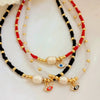 Wholesale Women's Natural Freshwater Pearl Handwoven Geometric Small Square Crystal Evil Eye Pendant Clavicle Chain Necklace