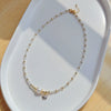 Wholesale Women's Natural Freshwater Pearl Handwoven Geometric Small Square Crystal Evil Eye Pendant Clavicle Chain Necklace