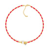 Wholesale Women's Natural Freshwater Pearl Handwoven Geometric Small Square Crystal Evil Eye Pendant Clavicle Chain Necklace