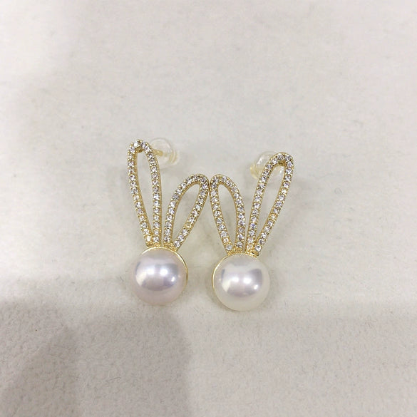 Wholesale Women's Natural Freshwater Pearl Oblate Earrings S925 Sterling Silver 18K Goldfilled