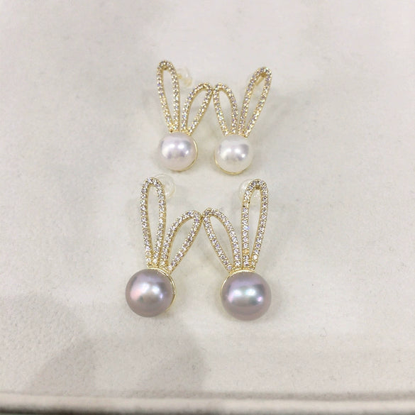 Wholesale Women's Natural Freshwater Pearl Oblate Earrings S925 Sterling Silver 18K Goldfilled
