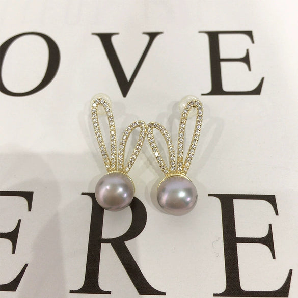 Wholesale Women's Natural Freshwater Pearl Oblate Earrings S925 Sterling Silver 18K Goldfilled