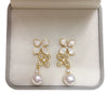 Wholesale Women's Natural Freshwater Pearl Oblate Flat Round Bun Round S925 Sterling Silver 18K Goldfilled Earrings