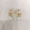 Wholesale Women's Natural Freshwater Pearl Oblate Flat Round Bun Round S925 Sterling Silver 18K Goldfilled Earrings