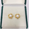 Wholesale Women's Natural Freshwater Pearl Oblate Round Small Flower Earrings 18K Gold Electroplated