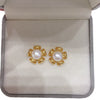 Wholesale Women's Natural Freshwater Pearl Oblate Round Small Flower Earrings 18K Gold Electroplated