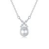 Wholesale Women's Natural Freshwater Pearl Pendant Necklace S925 Sterling Silver Fourleaf Clover Geometric Simple Electroplated