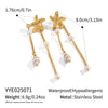 Wholesale Women's Natural Freshwater Pearl Tassel Earrings With Geometric Pattern Pvd Furnace Vacuum Real Gold Plated Stainless Steel Ear Needles Highend Minimalist Accessories