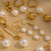 Wholesale Women's Natural Freshwater Pearl Tassel Earrings With Geometric Pattern Pvd Furnace Vacuum Real Gold Plated Stainless Steel Ear Needles Highend Minimalist Accessories