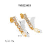 Wholesale Women's Natural Freshwater Pearl Tassel Earrings With Geometric Pattern Pvd Furnace Vacuum Real Gold Plated Stainless Steel Ear Needles Highend Minimalist Accessories