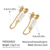 Wholesale Women's Natural Freshwater Pearl Tassel Geometric Earrings With Vacuum Real Gold Plating In Pvd Furnace Light Luxury And Minimalist Style Jewelry Accessories