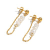 Wholesale Women's Natural Freshwater Pearl Tassel Geometric Earrings With Vacuum Real Gold Plating In Pvd Furnace Light Luxury And Minimalist Style Jewelry Accessories