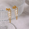 Wholesale Women's Natural Freshwater Pearl Tassel Geometric Earrings With Vacuum Real Gold Plating In Pvd Furnace Light Luxury And Minimalist Style Jewelry Accessories