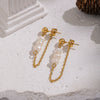 Wholesale Women's Natural Freshwater Pearl Tassel Geometric Earrings With Vacuum Real Gold Plating In Pvd Furnace Light Luxury And Minimalist Style Jewelry Accessories