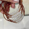 Wholesale Women's Natural Freshwater Pearl Woven Bracelet With 18K Gold In Perfect Circle Shape For Good Luck