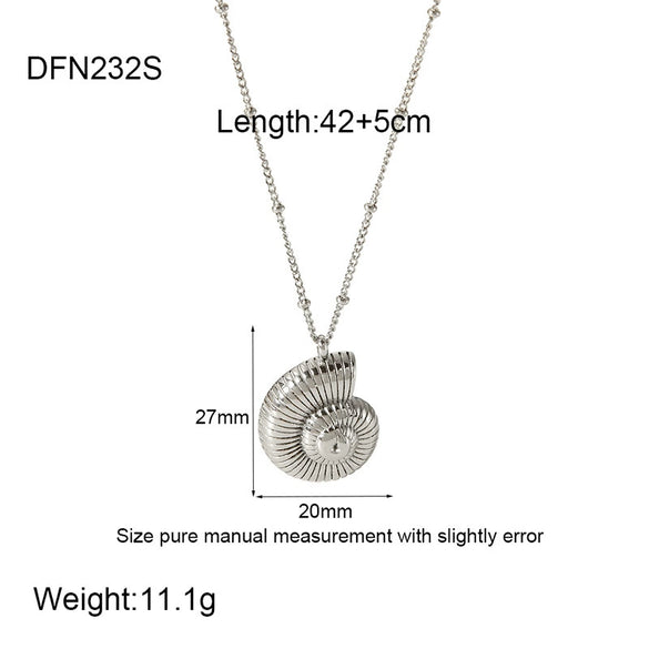 Wholesale Women's Natural Geometric Conch Earrings And Necklace Stainless Steel And Titanium Steel 18K Gold Plated Jewelry