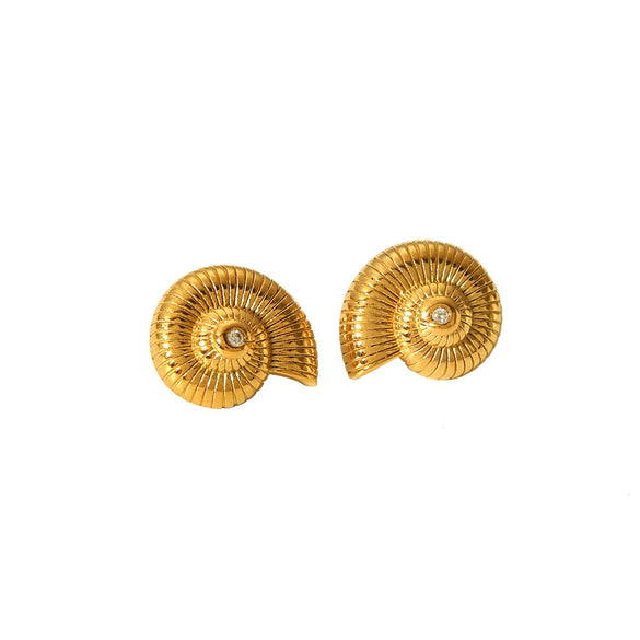 Wholesale Women's Natural Geometric Conch Earrings And Necklace Stainless Steel And Titanium Steel 18K Gold Plated Jewelry