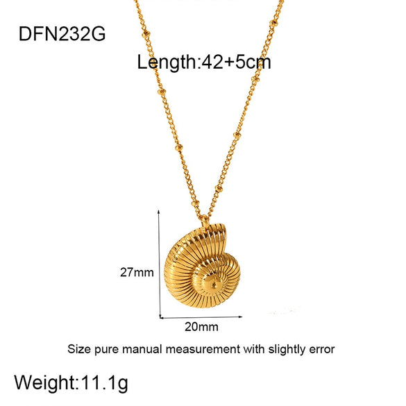 Wholesale Women's Natural Geometric Conch Earrings And Necklace Stainless Steel And Titanium Steel 18K Gold Plated Jewelry