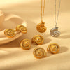 Wholesale Women's Natural Geometric Conch Earrings And Necklace Stainless Steel And Titanium Steel 18K Gold Plated Jewelry