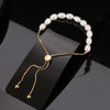 Wholesale Women's Natural Geometric S925 Sterling Silver Freshwater Pearl Adjustable Halfnaked Chain Bracelet With Electroplating