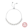 Wholesale Women's Natural Geometric S925 Sterling Silver Freshwater Pearl Adjustable Halfnaked Chain Bracelet With Electroplating