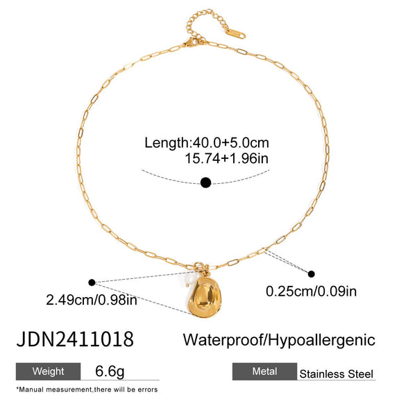 Wholesale Women's Natural Geometric Stainless Steel And Titanium Steel Pearl Hat Pendant Necklace With Electroplating And Snake Bone Chain