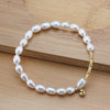 Wholesale Women's Natural Geometric 925 Sterling Silver Baroque Pearl Small Bell Bracelet With Electroplating