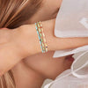 Wholesale Women's Natural Glass And Glaze Cylindrical Bead Handwoven Bracelet With Geometric Pattern