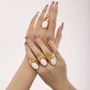 Wholesale Women's Natural Opal And Stainless Steel Ring Earrings With Water Ripple Design Pvd Plated In 18K True Gold