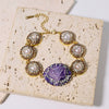 Wholesale Women's Natural Pearl And Amethyst Elegant Palace Style Bracelet Set With 18K Gold Electroplated Jewelry