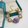 Wholesale Women's Natural Pearl And Amethyst Elegant Palace Style Bracelet Set With 18K Gold Electroplated Jewelry