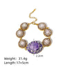 Wholesale Women's Natural Pearl And Amethyst Elegant Palace Style Bracelet Set With 18K Gold Electroplated Jewelry