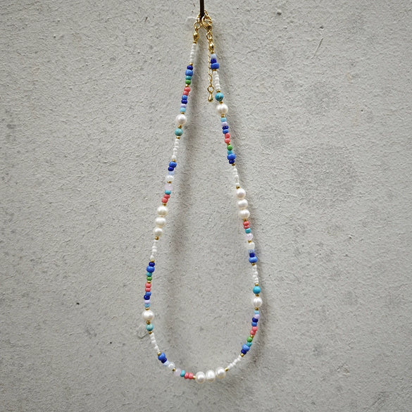 Wholesale Women's Natural Pearl And Organic Glass Geometric Beaded Clavicle Chain Hand Knitted In Ins Style