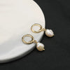 Wholesale Women's Natural Pearl Flat Round Geometric Handmade Earrings