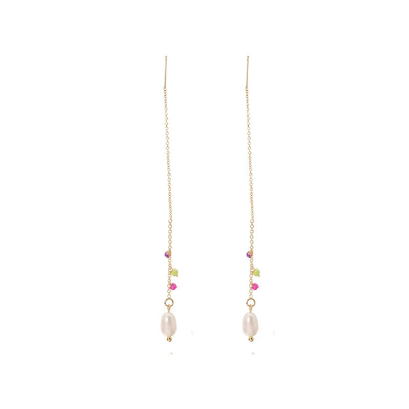 Wholesale Women's Natural Pearl Geometric Earrings With Original Minimalist Design And Electroplating Technique