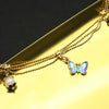 Wholesale Women's Natural Pearl Necklace With Cloisonne Lace Tassel Butterfly Pendant Retro Geometric Electroplated Jewelry