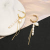 Wholesale Women's Natural Pearl Retro Tassel Earrings With Geometric Design And Real Gold Electroplating