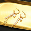 Wholesale Women's Natural Pearl Retro Tassel Earrings With Geometric Design And Real Gold Electroplating