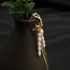 Wholesale Women's Natural Pearl Retro Tassel Earrings With Geometric Design And Real Gold Electroplating