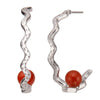 Wholesale Women's Natural Red Agate Pearl Earrings S925 Sterling Silver Wave Shape Set With Gemstones Light Luxury Design