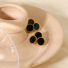 Wholesale Women's Natural Shell Inlaid Geometric Stainless Steel Earrings Plated With 18K Gold